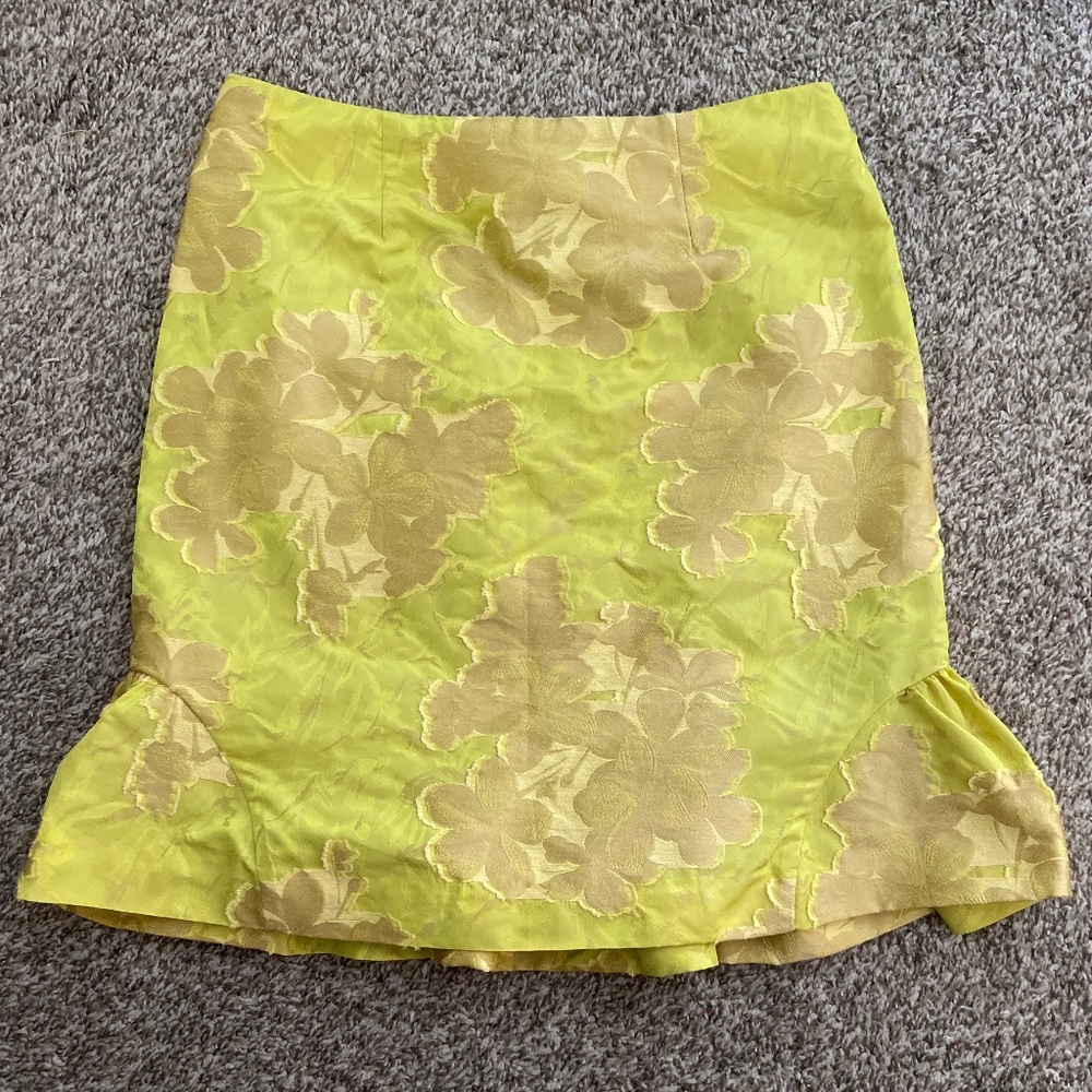 Leifsdottir Women's Yellow Floral Skirt with Ruffle Size 6